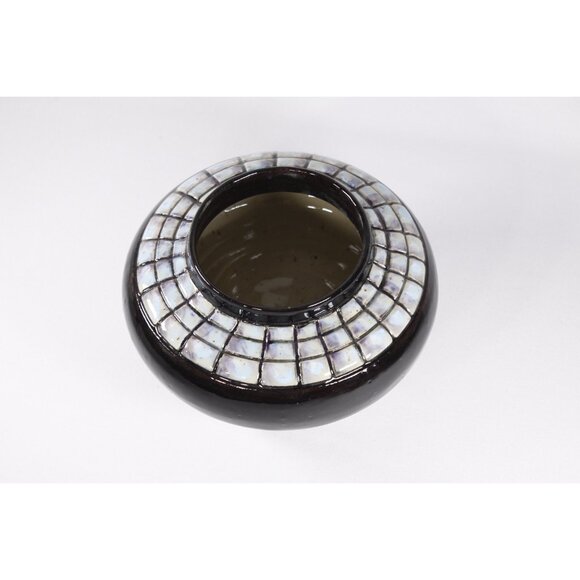 Handmade opalescent painted pottery bowl, full moon home altar offering bowl - Picture 6 of 10